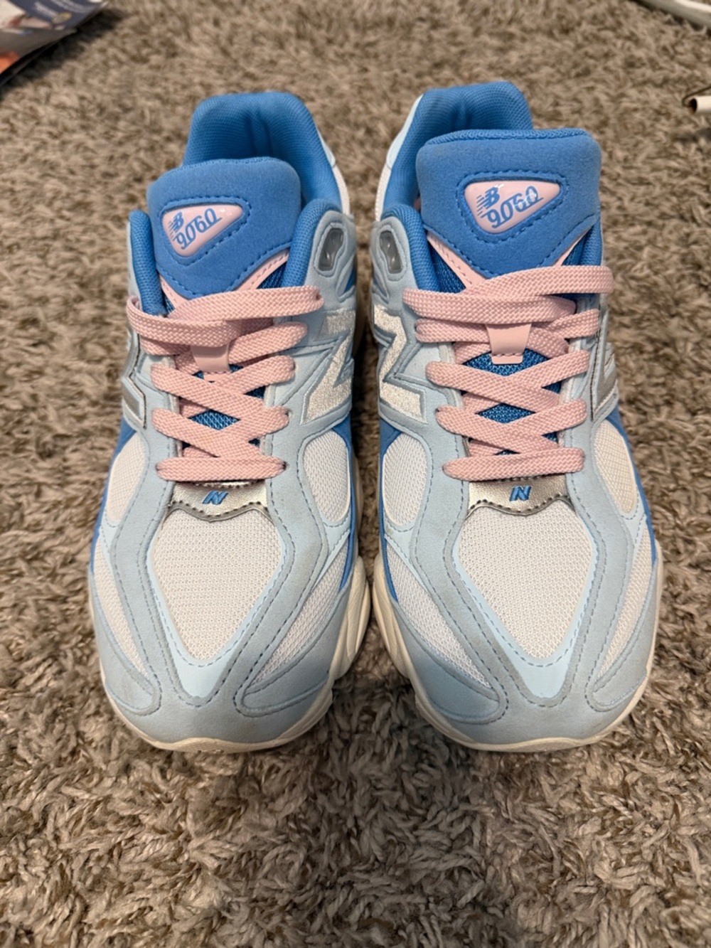 New Balance Big Kids 9060 Sneakers in Light Blue and Pink